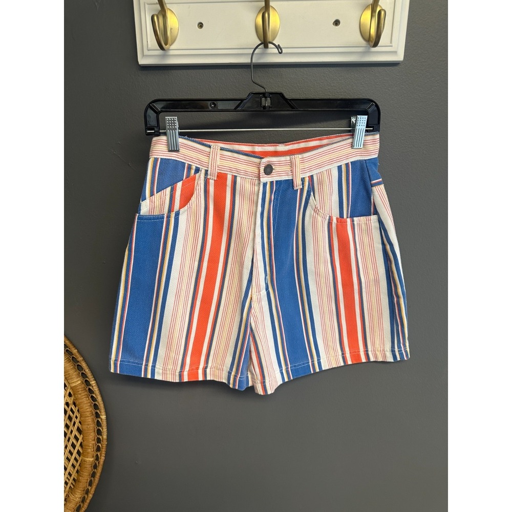 Vintage Center Aisle Coordinates Denim Shorts Womens Size S Striped Jorts